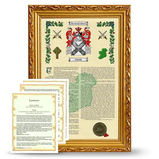 Conaly Framed Armorial History and Symbolism - Gold