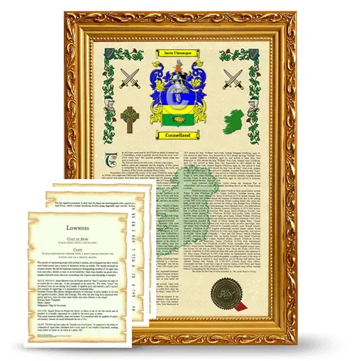 Connelland Framed Armorial History and Symbolism - Gold