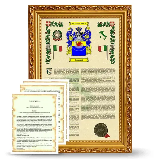 Consani Framed Armorial History and Symbolism - Gold