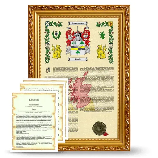 Crady Framed Armorial History and Symbolism - Gold