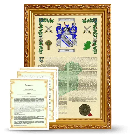 Cuffee Framed Armorial History and Symbolism - Gold