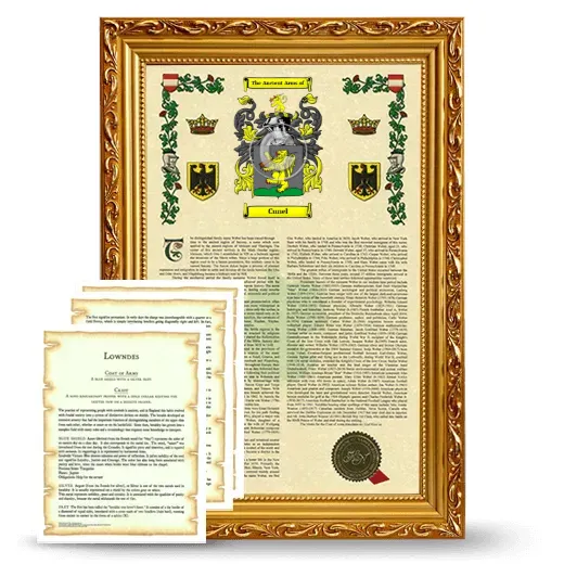 Cunel Framed Armorial History and Symbolism - Gold