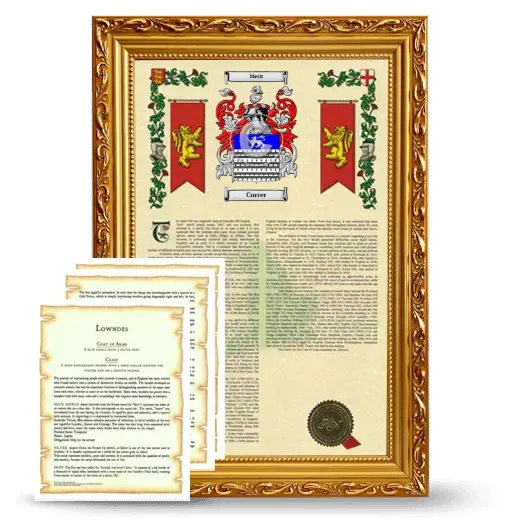 Currer Framed Armorial History and Symbolism - Gold