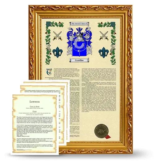 Cuvellier Framed Armorial History and Symbolism - Gold