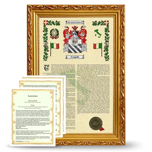 D'angelis Framed Armorial History and Symbolism - Gold