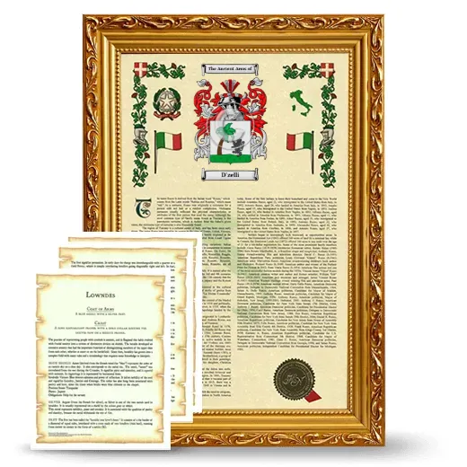 D'zelli Framed Armorial History and Symbolism - Gold