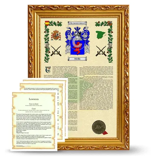 Dávila Framed Armorial History and Symbolism - Gold