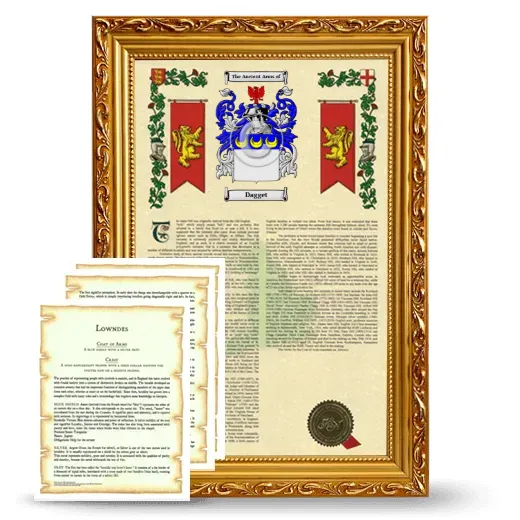 Dagget Framed Armorial History and Symbolism - Gold