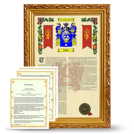 Dahlin Framed Armorial History and Symbolism - Gold