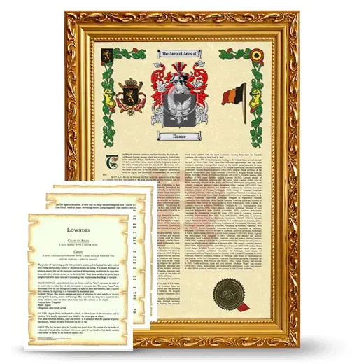 Dame Framed Armorial History and Symbolism - Gold
