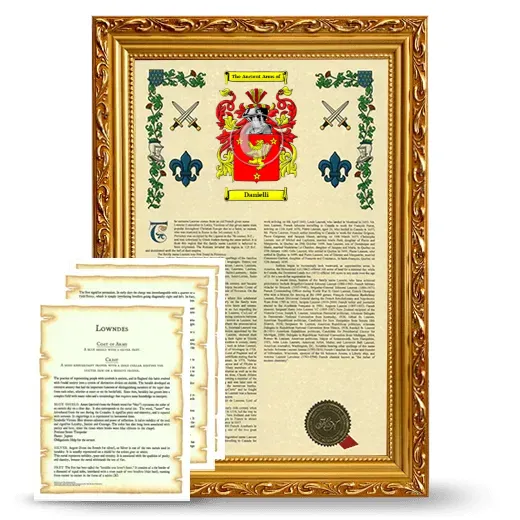 Danielli Framed Armorial History and Symbolism - Gold