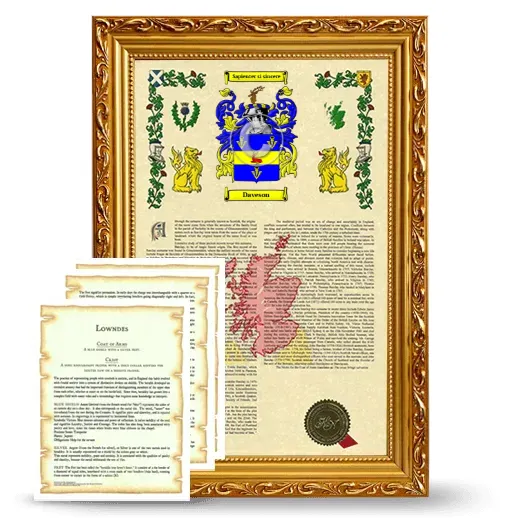 Daveson Framed Armorial History and Symbolism - Gold