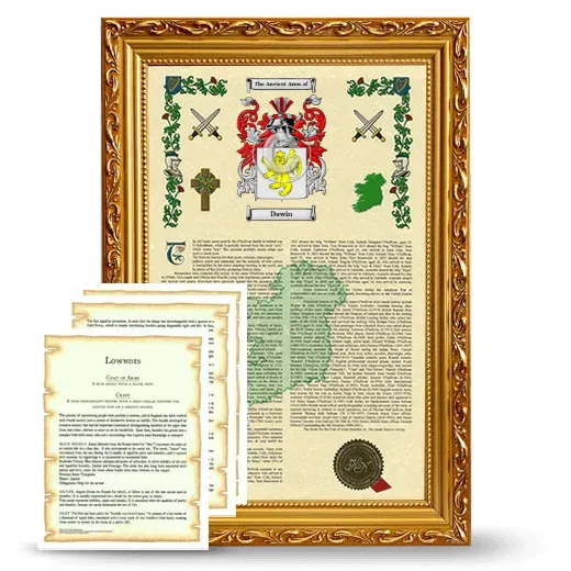 Dawin Framed Armorial History and Symbolism - Gold