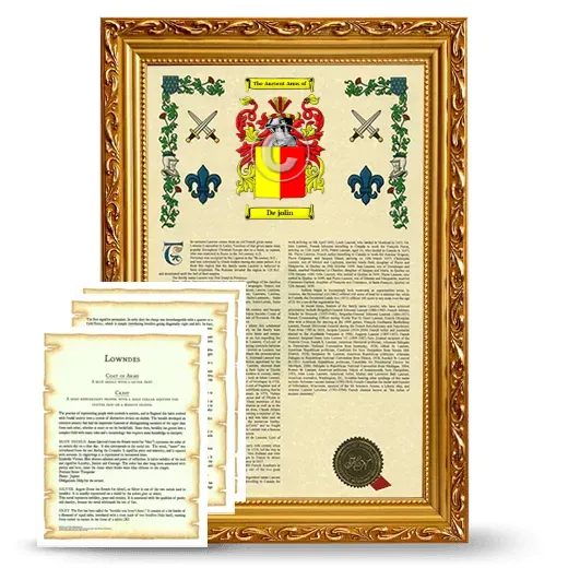 De jolin Framed Armorial History and Symbolism - Gold