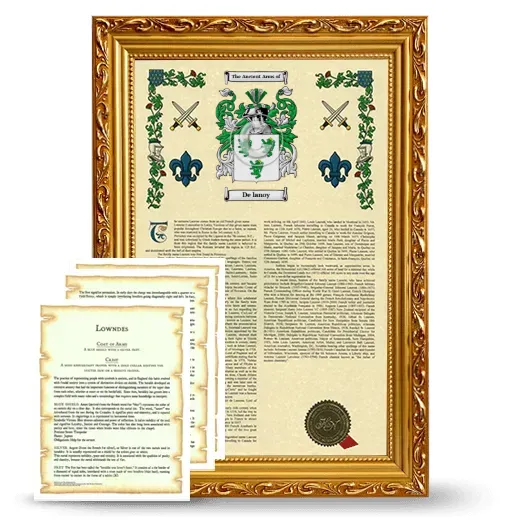 De lanoy Framed Armorial History and Symbolism - Gold