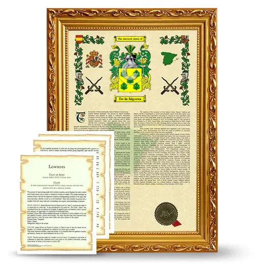 De-la-higuera Framed Armorial History and Symbolism - Gold