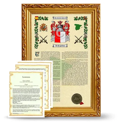 De-la-palma Framed Armorial History and Symbolism - Gold
