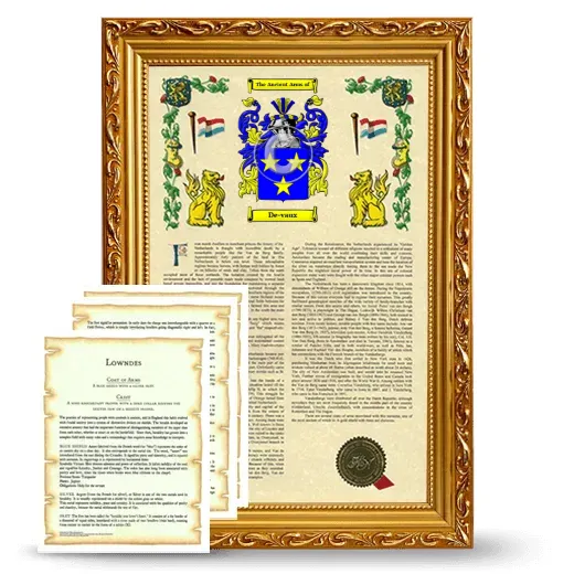 De-vaux Framed Armorial History and Symbolism - Gold