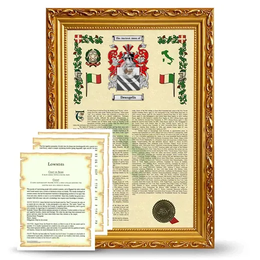 Deangelis Framed Armorial History and Symbolism - Gold