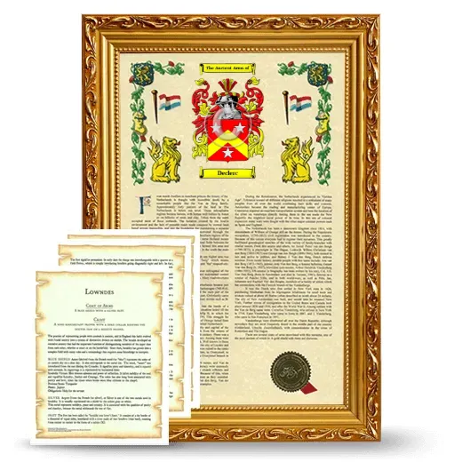 Declerc Framed Armorial History and Symbolism - Gold