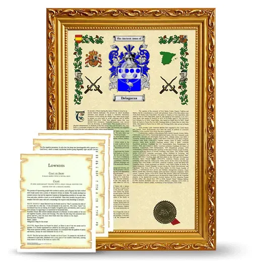 Delagarza Framed Armorial History and Symbolism - Gold