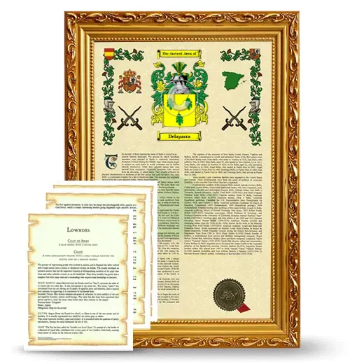Delaparra Framed Armorial History and Symbolism - Gold