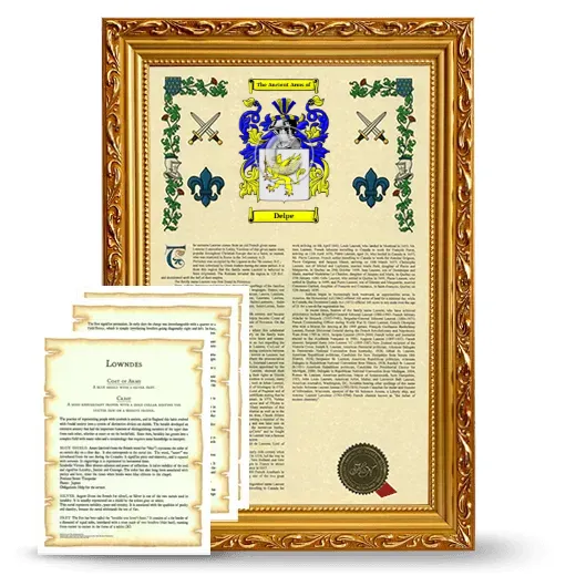 Delpe Framed Armorial History and Symbolism - Gold