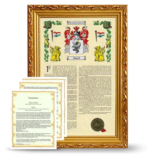 Depoel Framed Armorial History and Symbolism - Gold