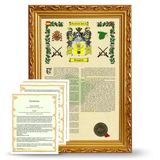 Desegovia Framed Armorial History and Symbolism - Gold