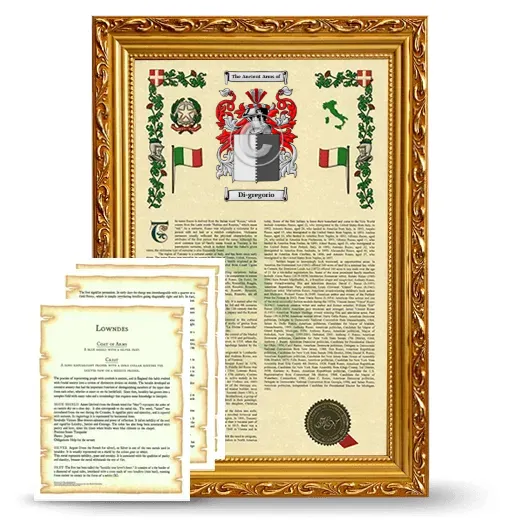 Di-gregorio Framed Armorial History and Symbolism - Gold
