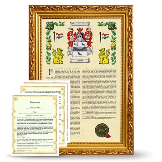 Dierks Framed Armorial History and Symbolism - Gold
