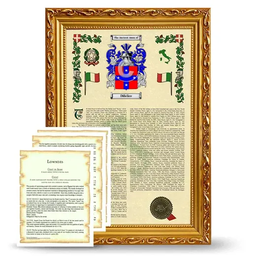 Difelice Framed Armorial History and Symbolism - Gold
