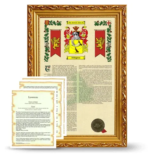 Dilington Framed Armorial History and Symbolism - Gold