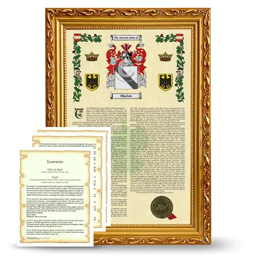 Dimher Framed Armorial History and Symbolism - Gold
