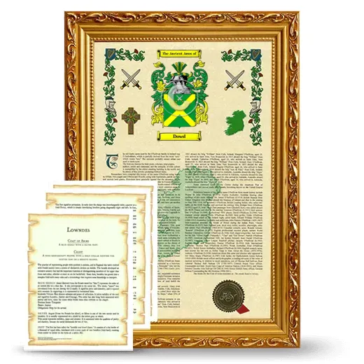Dowd Framed Armorial History and Symbolism - Gold