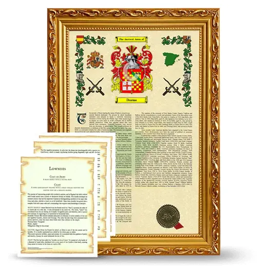 Duena Framed Armorial History and Symbolism - Gold