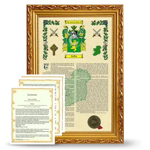 Duffey Framed Armorial History and Symbolism - Gold