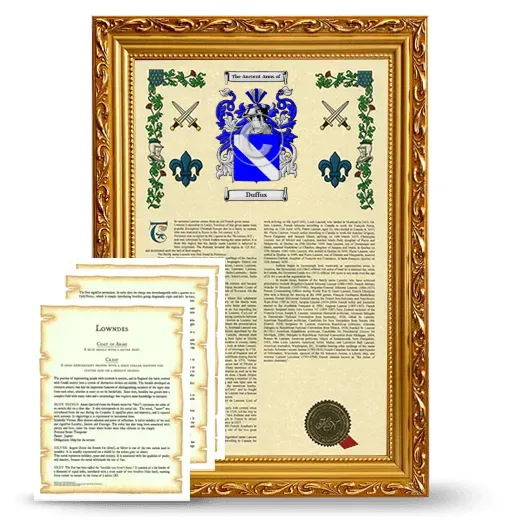 Duffus Framed Armorial History and Symbolism - Gold