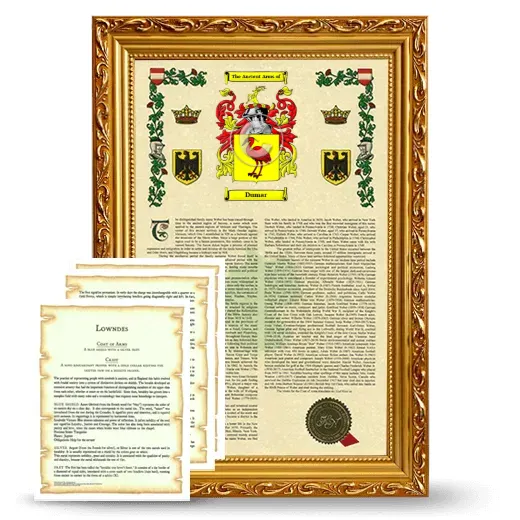 Dumar Framed Armorial History and Symbolism - Gold