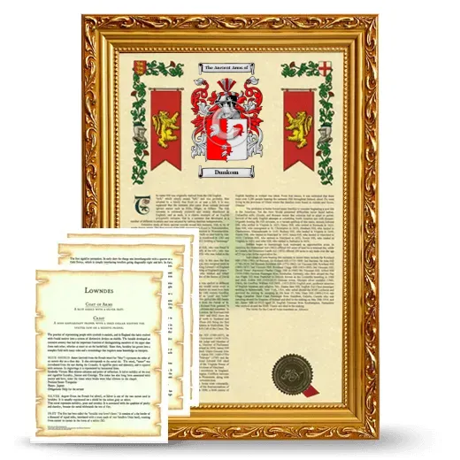 Dunkom Framed Armorial History and Symbolism - Gold