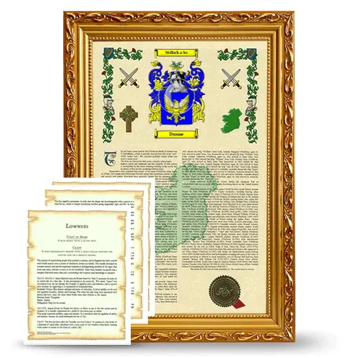 Dunne Framed Armorial History and Symbolism - Gold