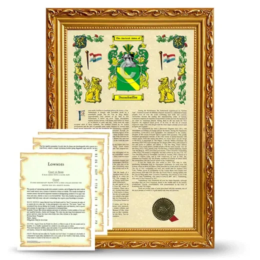 Dunsdorffer Framed Armorial History and Symbolism - Gold