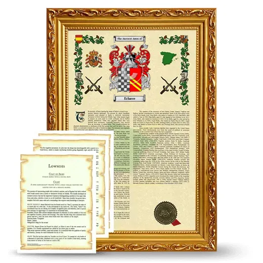 Echave Framed Armorial History and Symbolism - Gold