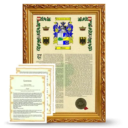 Elizzer Framed Armorial History and Symbolism - Gold