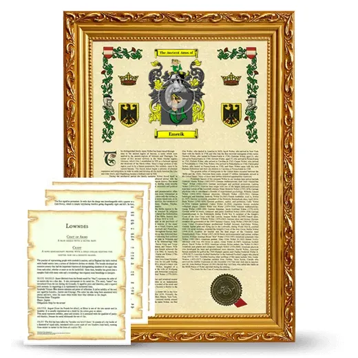 Emerik Framed Armorial History and Symbolism - Gold