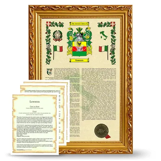 Ermanis Framed Armorial History and Symbolism - Gold