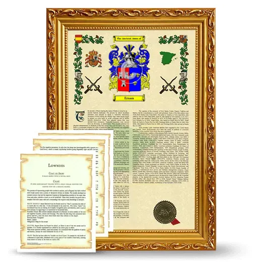 Ernan Framed Armorial History and Symbolism - Gold