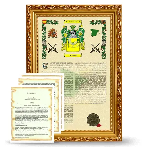 Escobedo Framed Armorial History and Symbolism - Gold