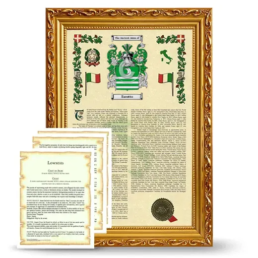 Escotto Framed Armorial History and Symbolism - Gold