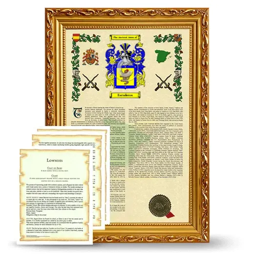 Escuderos Framed Armorial History and Symbolism - Gold